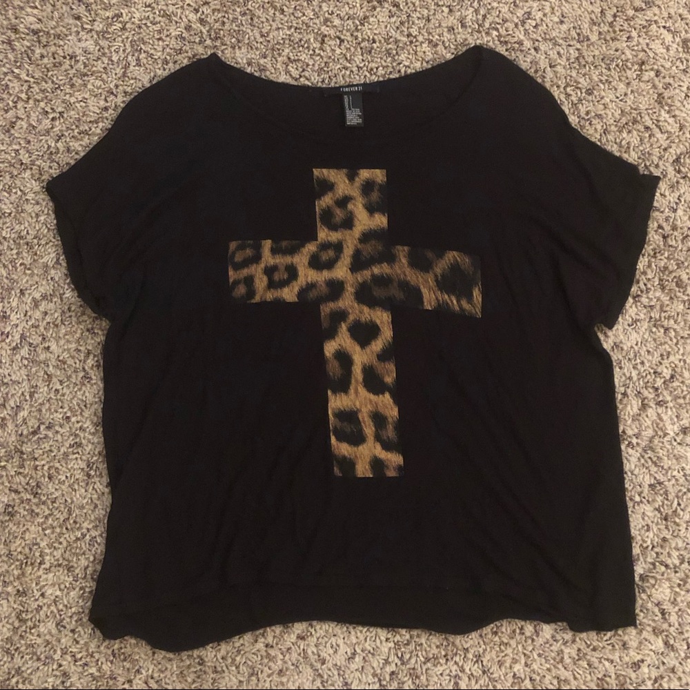 FOREVER 21 Leopard Cross Top - Size Large